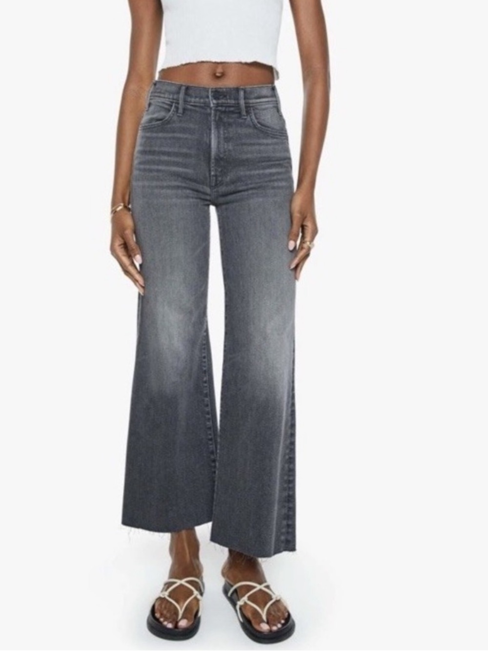 Mother The Hustler Roller Ankle Fray Jeans In Call It A Night 32